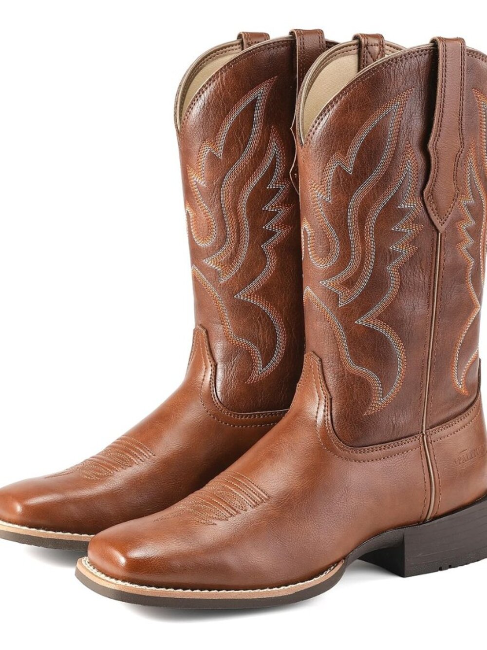 Western Cowboy Boots for Women Square Toe Mid Calf Cowgirl Boots Pull On Country